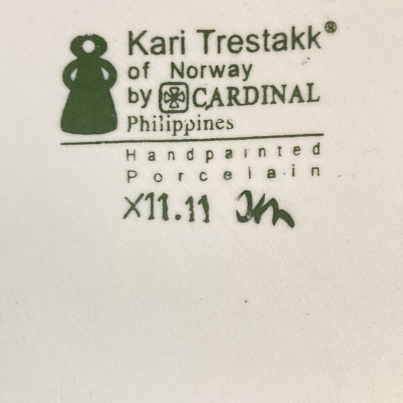 Kari Trestakk Norway Serving Bowl Hand Painted Porcelain Abstract Forks Design - Picture 4 of 9